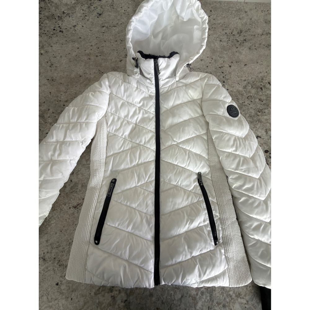 HFX White Puffer Jacket Small Hooded‎ Quilted Winter Coat